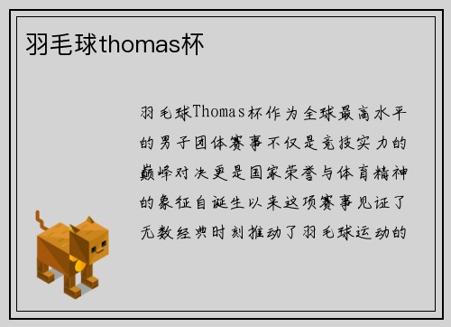 羽毛球thomas杯